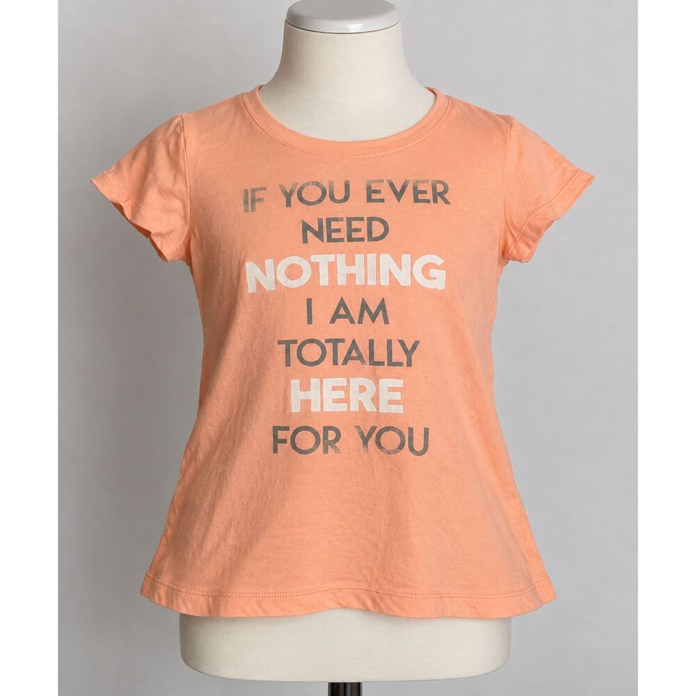 Wound Up Girls M 7-9 Peach Graphic Tee Funny Quote Y2K Casual Short Sleeve